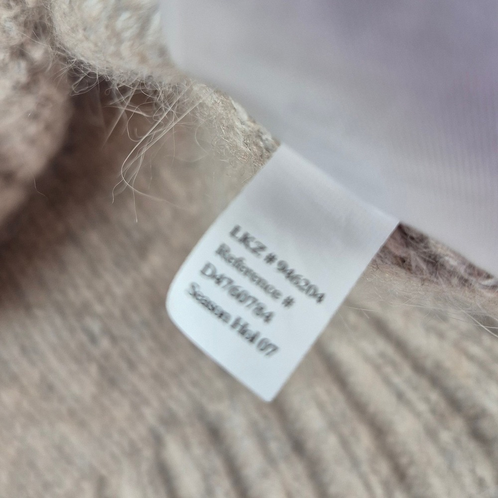 Eddie Bauer Cable Knit Angora Blend Cardigan Sweater Shawl Collar M Beige - Picture 12 of 13